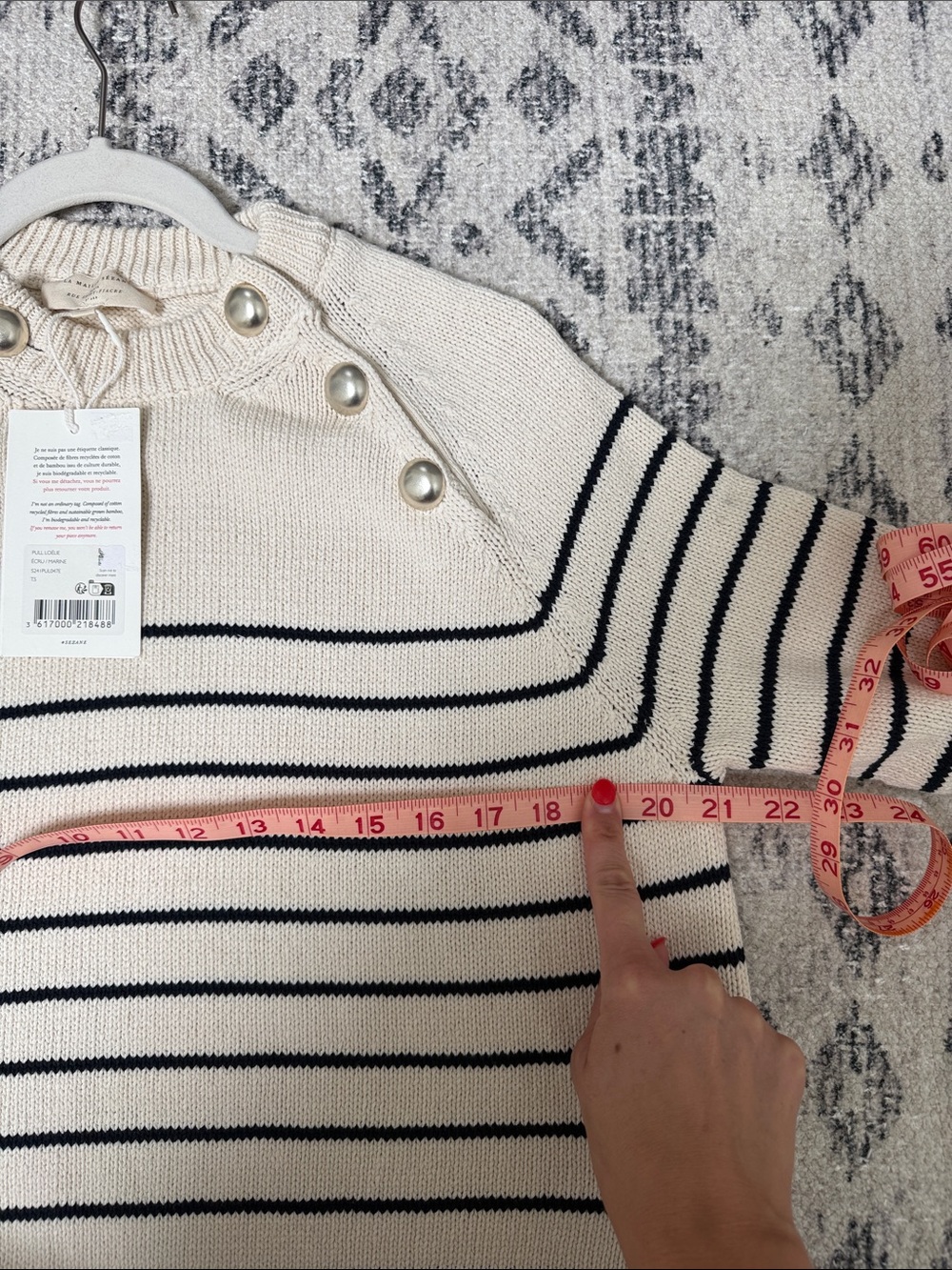 NWT Sézane Loélie Jumper Ecru/Navy - Picture 9 of 10